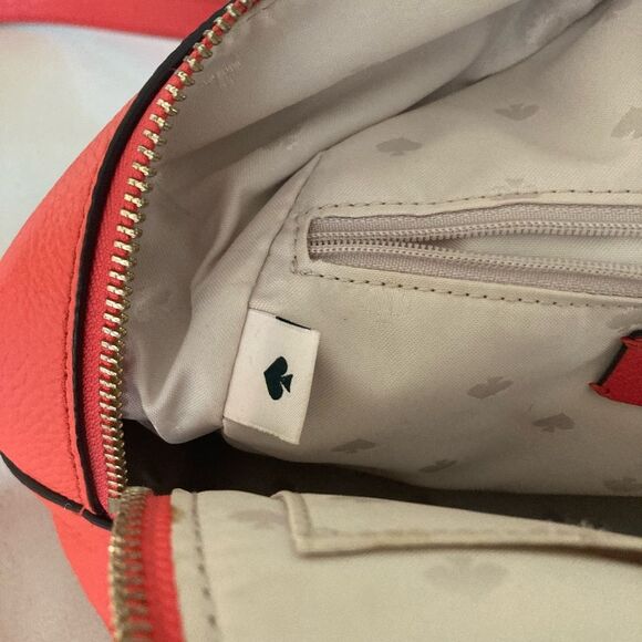 Kate Spade New York Jackson Backpack Coral Orange Pink Leather Mini Day Bag - Picture 6 of 11